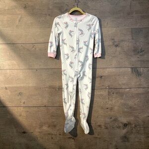 Girls Unicorn Print Fleece Zip Up Footed One Piece Pajamas